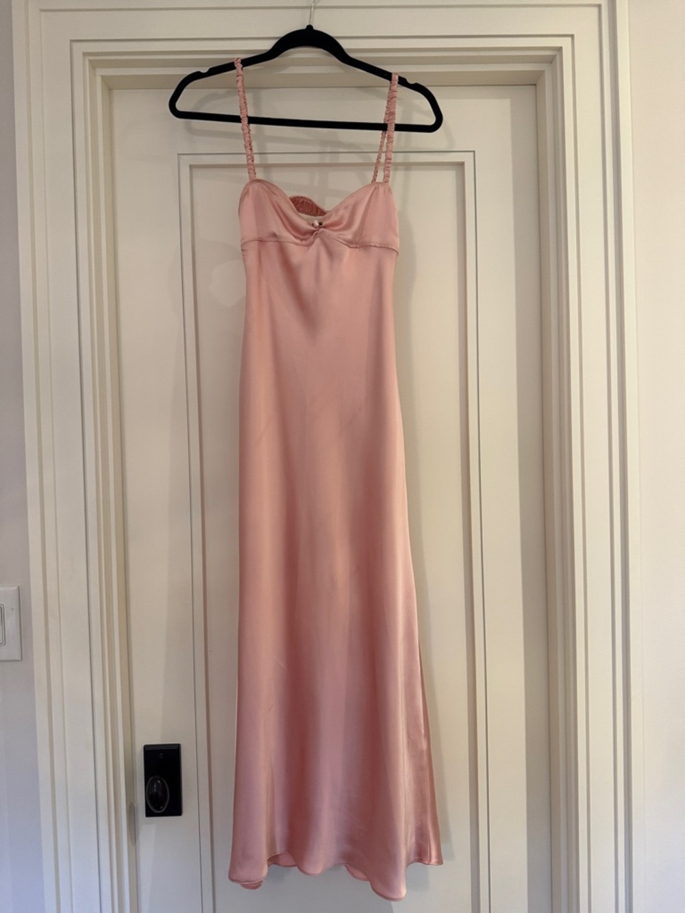 Zara Dusty Pink Satin Maxi Slip Dress with Braided Straps